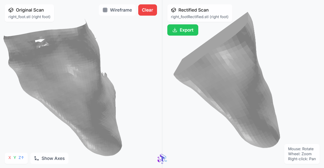 Rectification Tool Interface